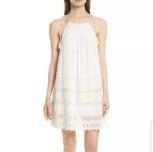 Alice + Olivia White Danna Lace Tassel Dress
